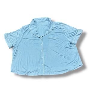 NWT Cozy Earth Women’s Size XXXL 3XL Powder Blue Bamboo Short Sleeve Pajama Top